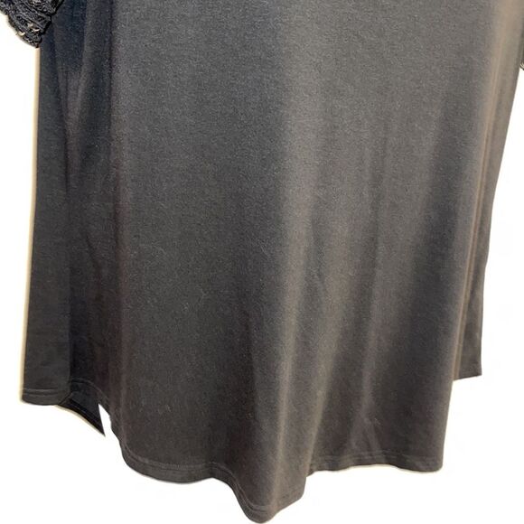 Black tunic blouse with lace sleeves Size 2XL - Picture 3 of 10